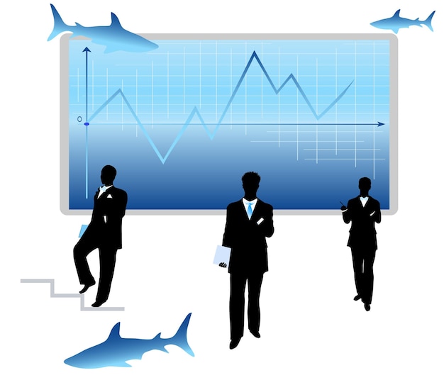 A stylized image depicting a businessperson looking at a graph showing declining investment rates, with a Federal Reserve icon in the background.