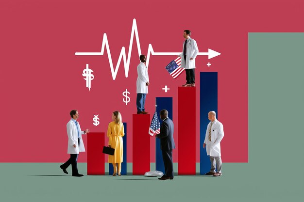 A graph showing the rising costs of healthcare in the United States over the past 20 years, with projections for future increases. The graph is titled 