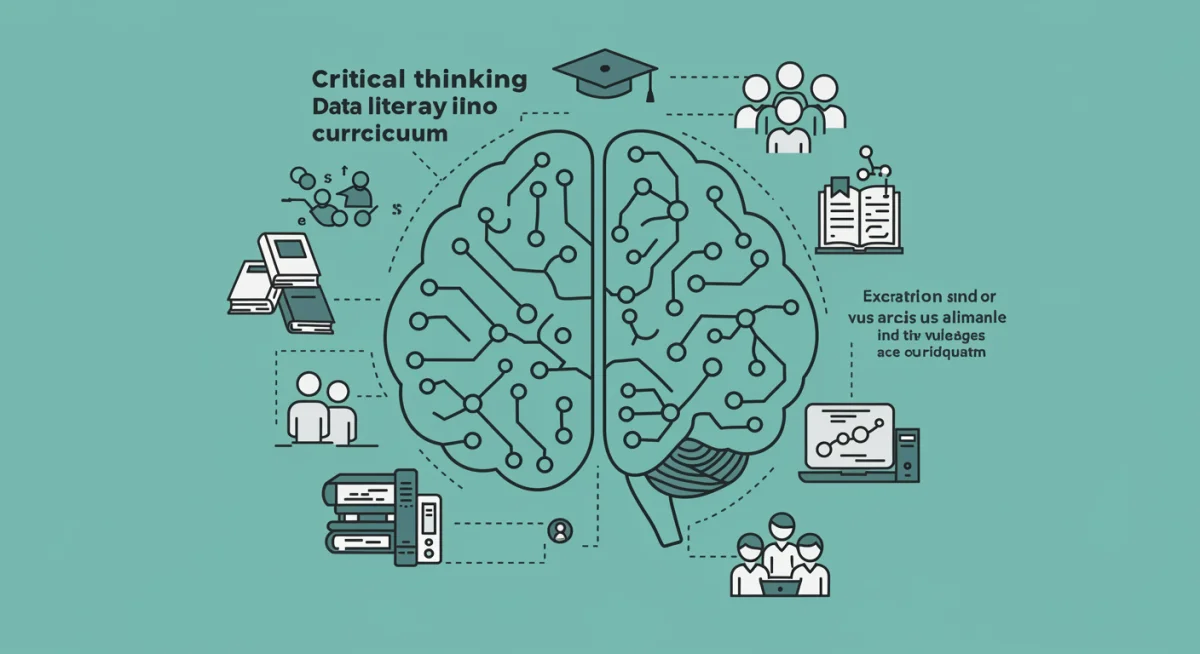 Illustration of critical thinking and data literacy skills integrated into modern education.