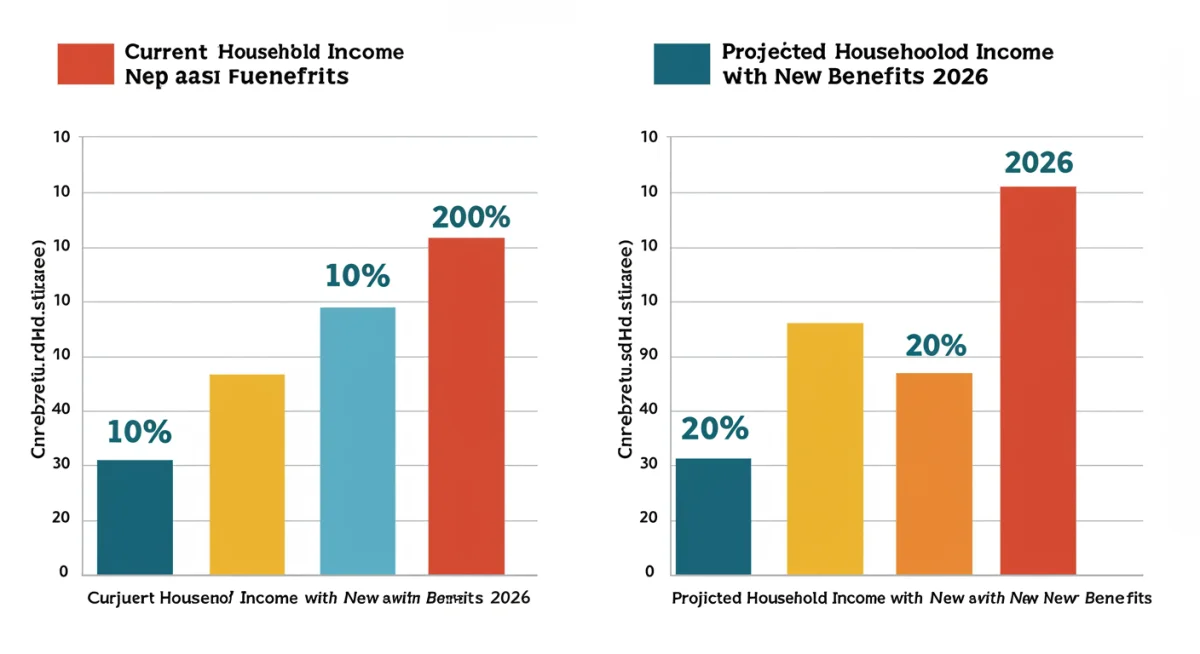 Infographic illustrating a 10% increase in household income due to new federal benefits 2026