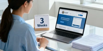 Person applying for unemployment benefits online, 2026