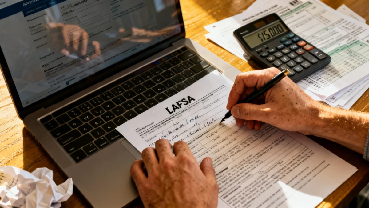 Student meticulously completing the FAFSA application form online