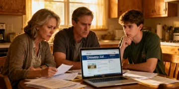 Family reviewing financial aid appeal documents for 2026