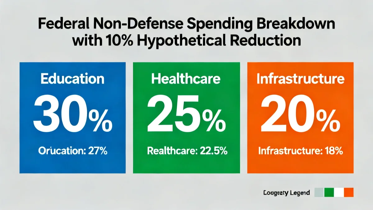 Infographic showing 10% spending cuts in federal non-defense sectors