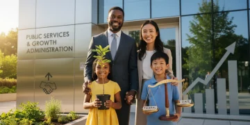 Family of four benefiting from federal and state aid programs