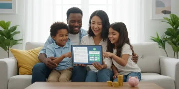 Family reviewing tax documents for EITC 2026 refund