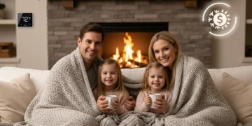 Family staying warm at home with LIHEAP energy assistance
