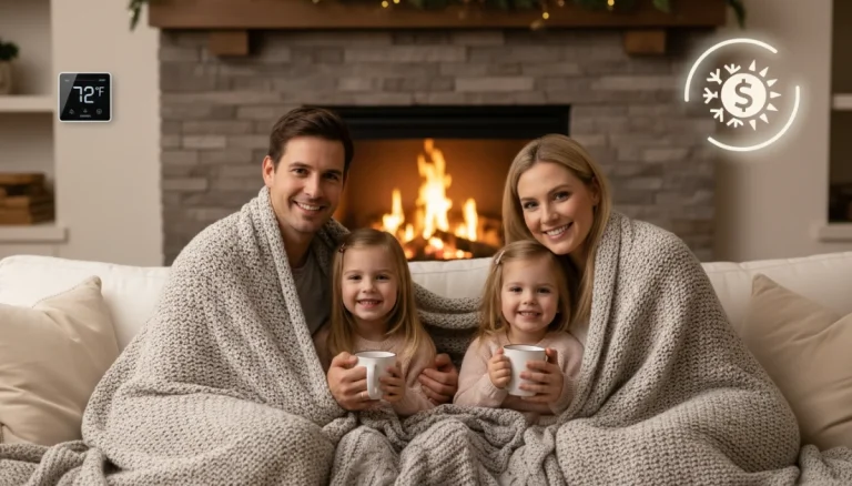 Family staying warm at home with LIHEAP energy assistance