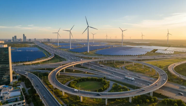 Modern highway interchange and renewable energy infrastructure in the United States