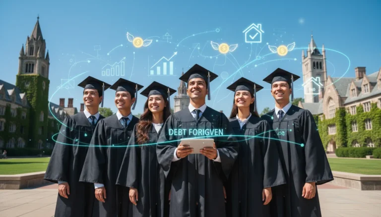 Graduates celebrating with a sense of financial relief and optimism.